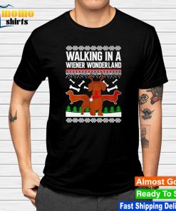 Dachshund walking in a wiener wonderland Christmas shirt