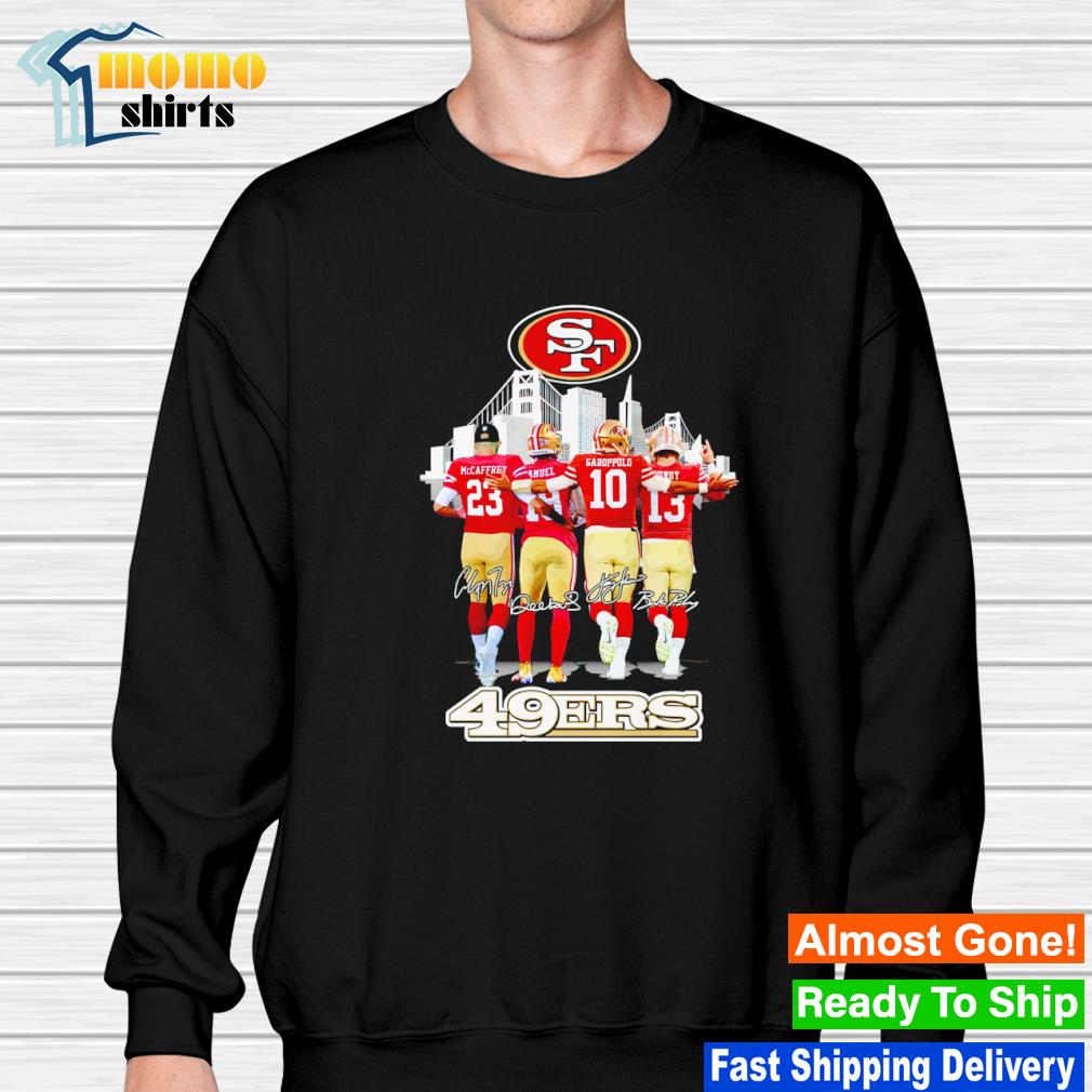 San Francisco 49ers Christian McCaffrey Deebo Samuel Jimmy Garoppolo and  Brock Purdy signatures T-shirt - Rosita Deal