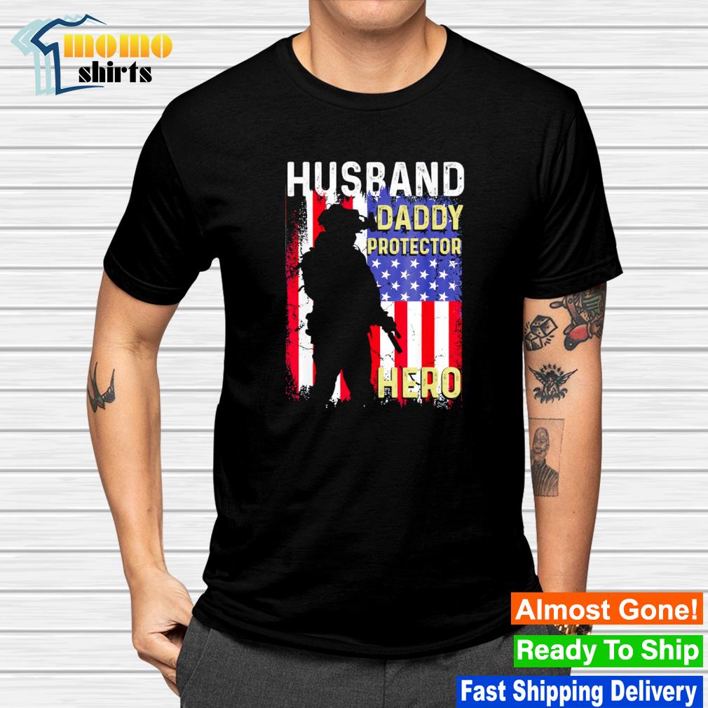 Premium husband daddy protector Hero American flag shirt