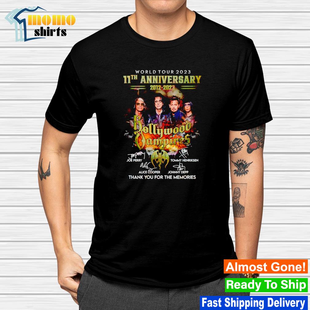 Awesome world tour 2023 11th anniversary 2012 2023 Hollywood Vampires thank you for the memories signatures shirt