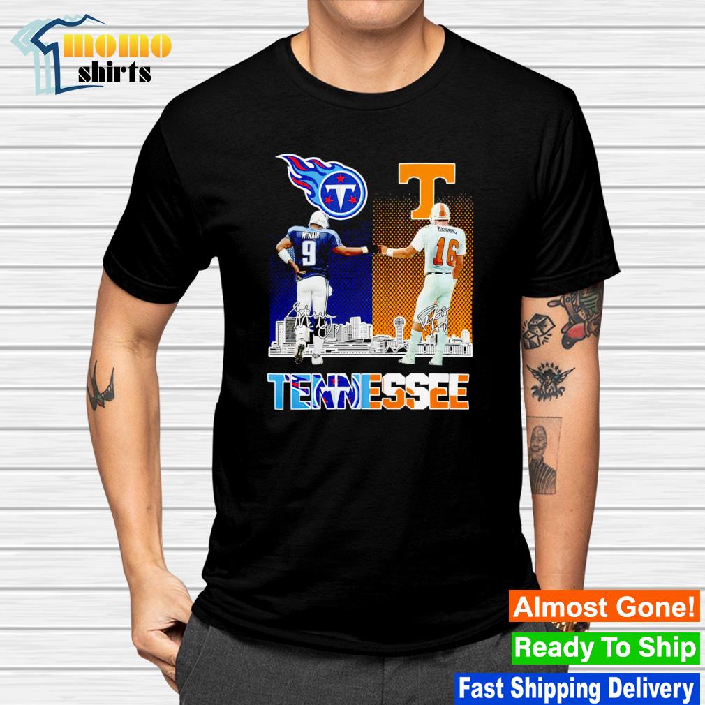 Tennessee Titans Steve McNair with Tennessee Volunteers Peyton Manning  signature Legend of Tennessee city shirt, hoodie, sweater, long sleeve and  tank top