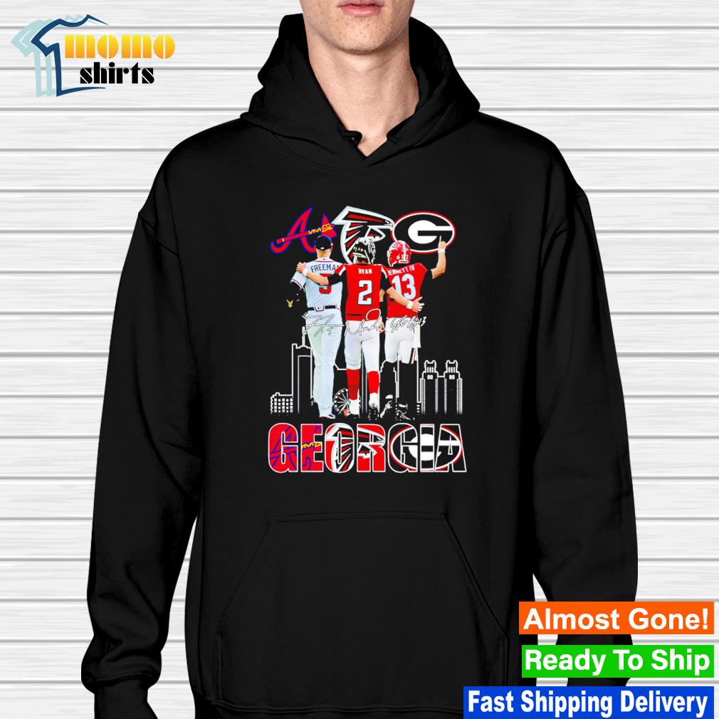 Georgia city sport teams Atlanta Falcons Atlanta Braves and Georgia  Bulldogs signatures shirt, hoodie, sweater, long sleeve and tank top