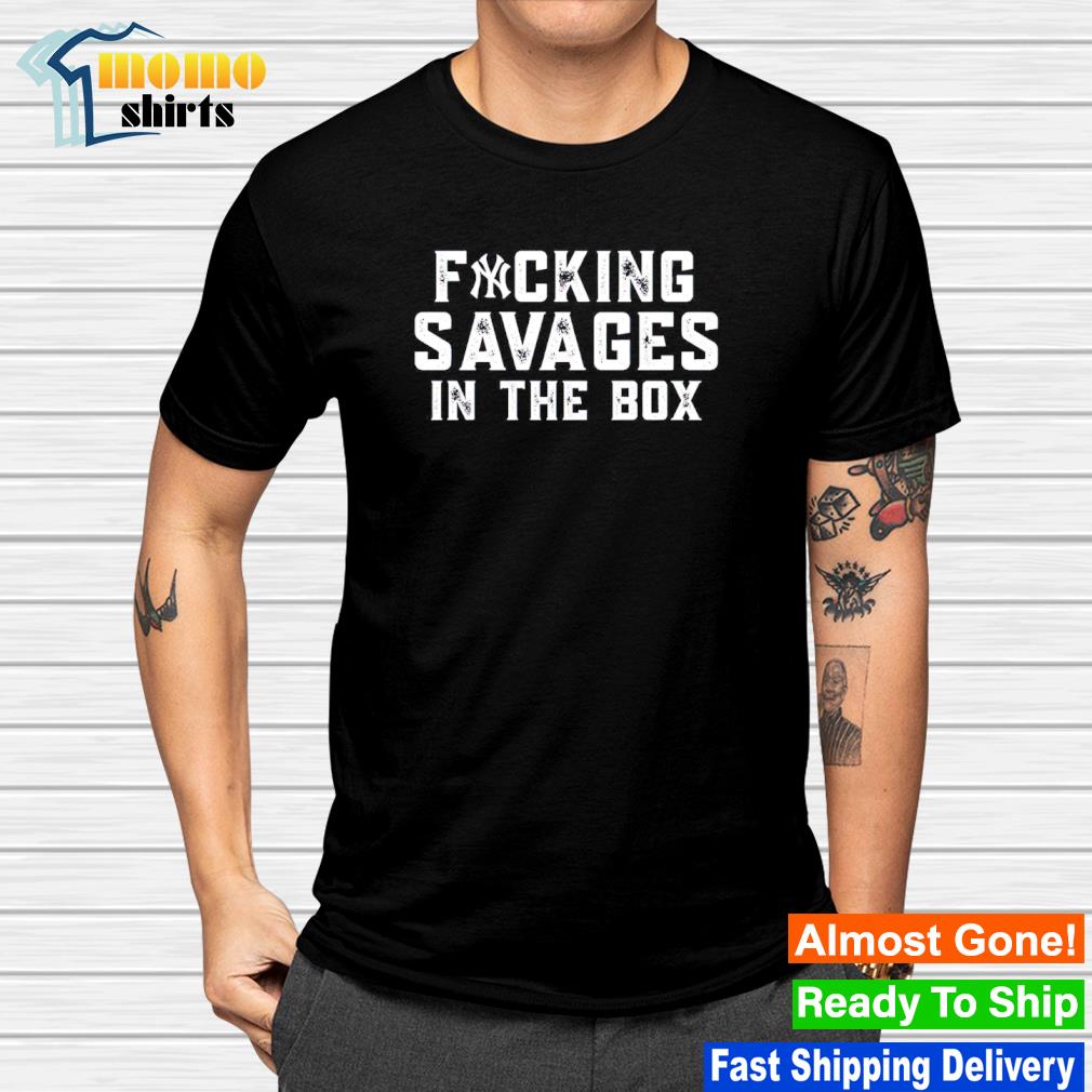 Savages in the Box Yankees Tshirt Tighten it up BLUE Cheap Tees Shirts